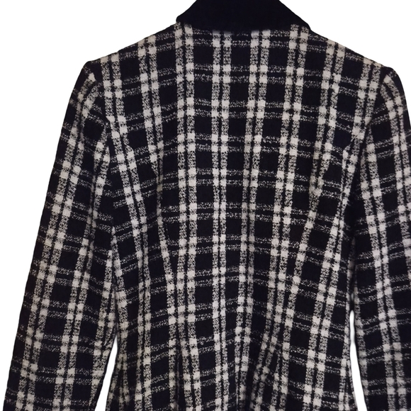 Donna Morgan Black & White Plaid‎ Wool Blend Blazer - Size 6 - Picture 4 of 8